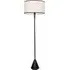 Mitch Triangle Floor Lamp with Black Trim - Black, Linen