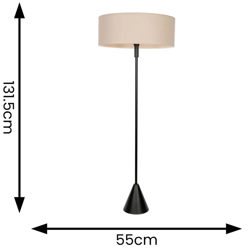 Mitch Triangle Floor Lamp with LED - Black, Linen