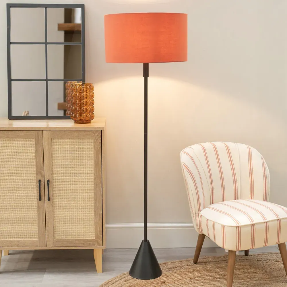 Mitch Triangle Floor Lamp with LED - Black, Wood