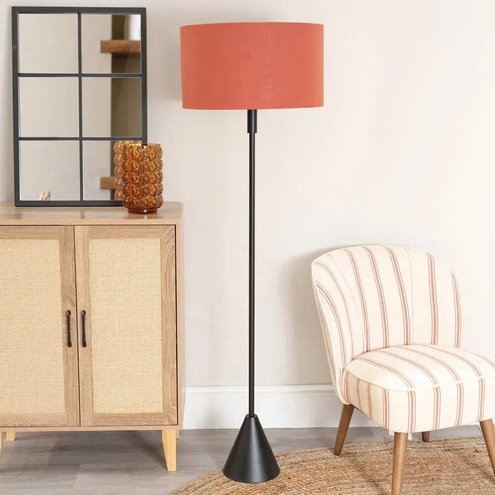 Mitch Triangle Floor Lamp with LED - Black, Wood