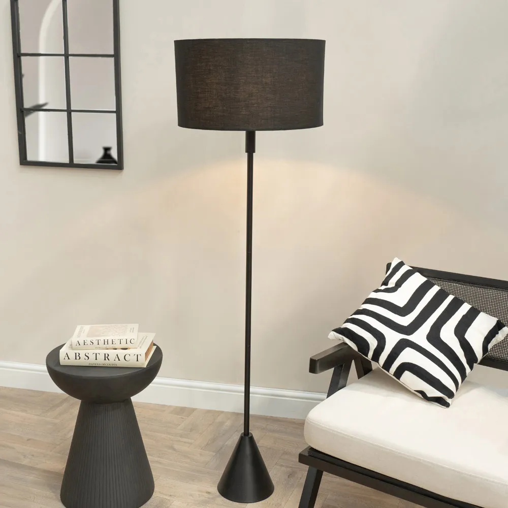 Mitch Triangle Floor Lamp with LED - Black, Wood
