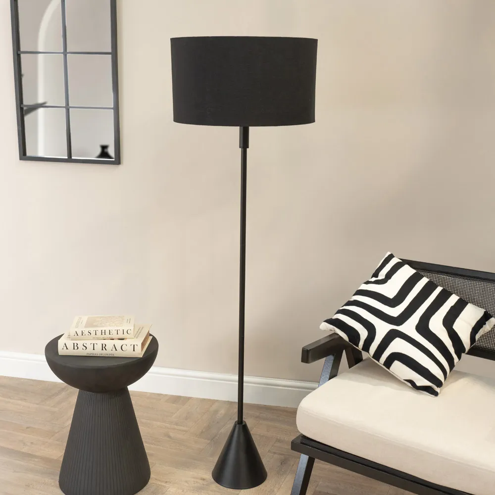 Mitch Triangle Floor Lamp with LED - Black, Wood