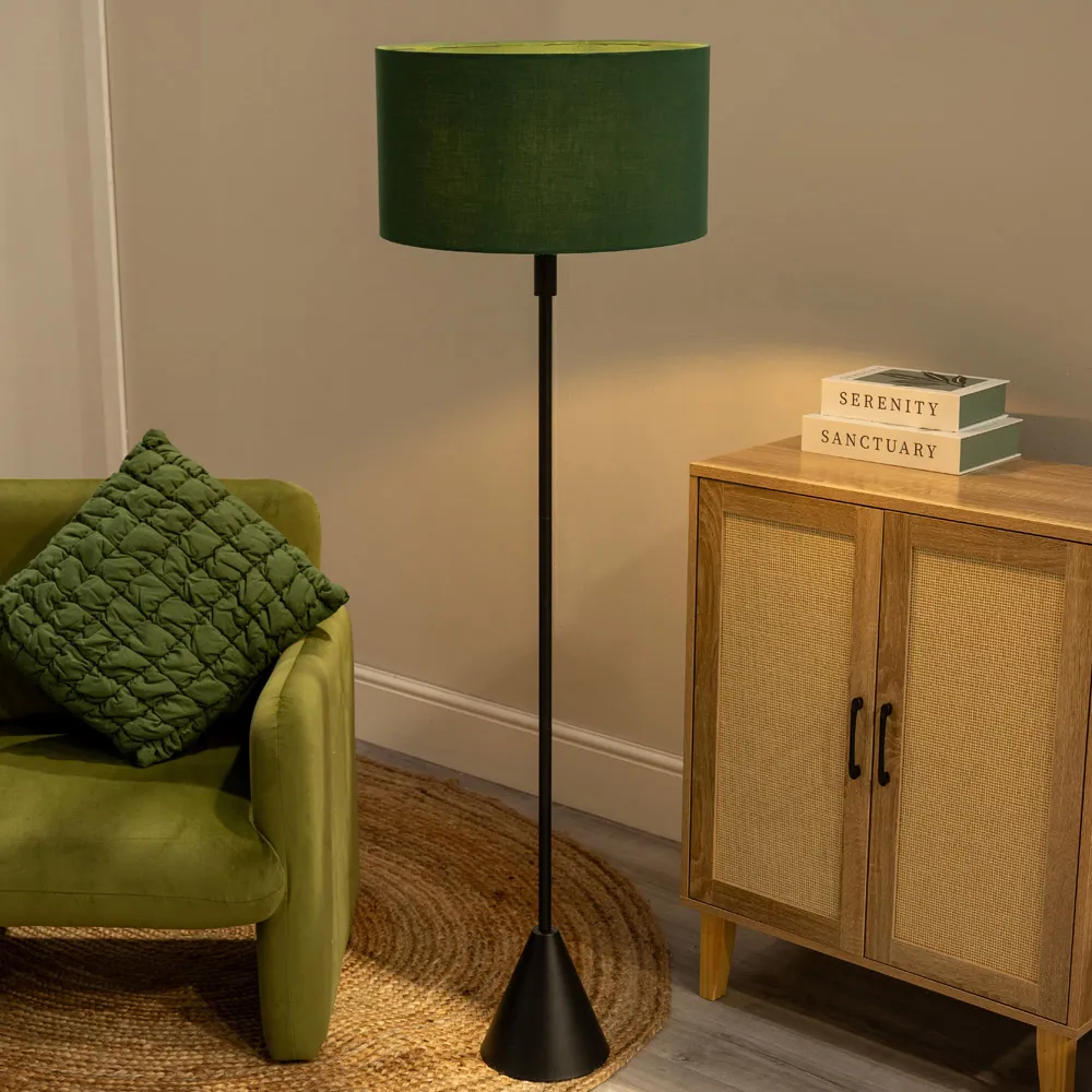 Mitch Triangle Floor Lamp with LED - Green, Wood