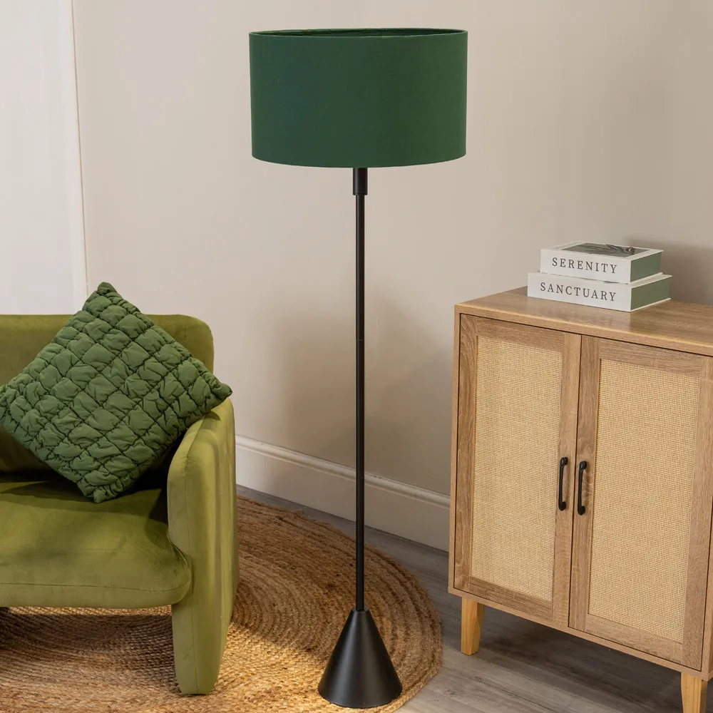 Mitch Triangle Floor Lamp with LED - Green, Wood
