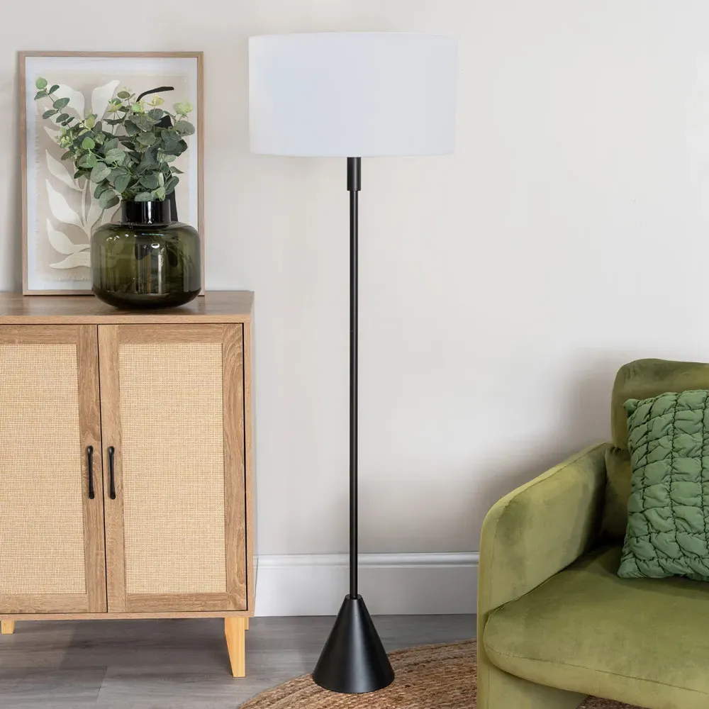 Mitch Triangle Floor Lamp with LED - Grey, Wood