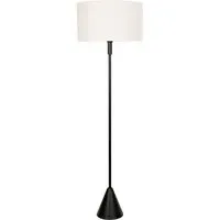 Mitch Triangle Floor Lamp with White Trim - Black, Linen