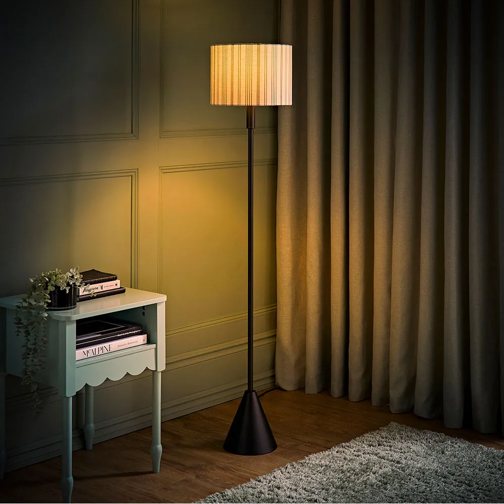 Mitch Triangle LED Floor Lamp - Black, Linen