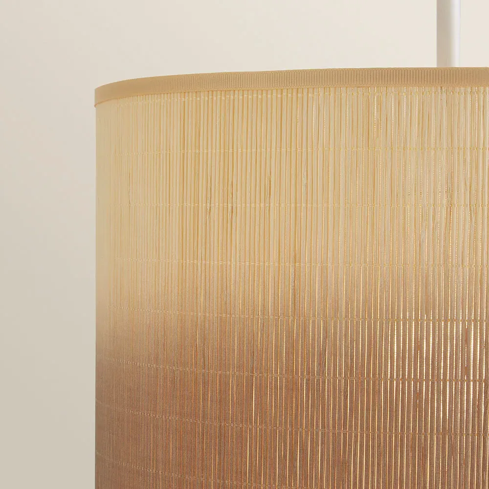 Mollie Ombre Bamboo Drum Ceiling Pendant Lamp Shade - Brown