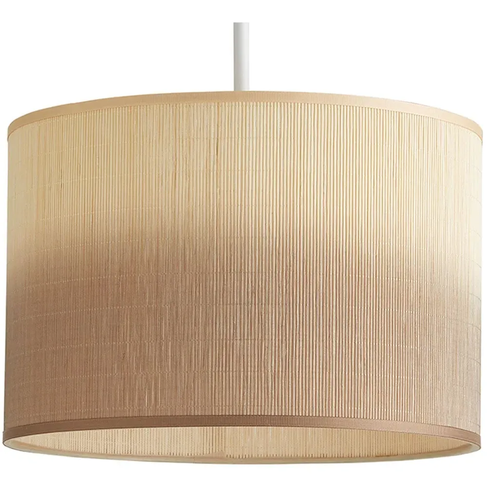Mollie Ombre Bamboo Drum Ceiling Pendant Lamp Shade - Brown image