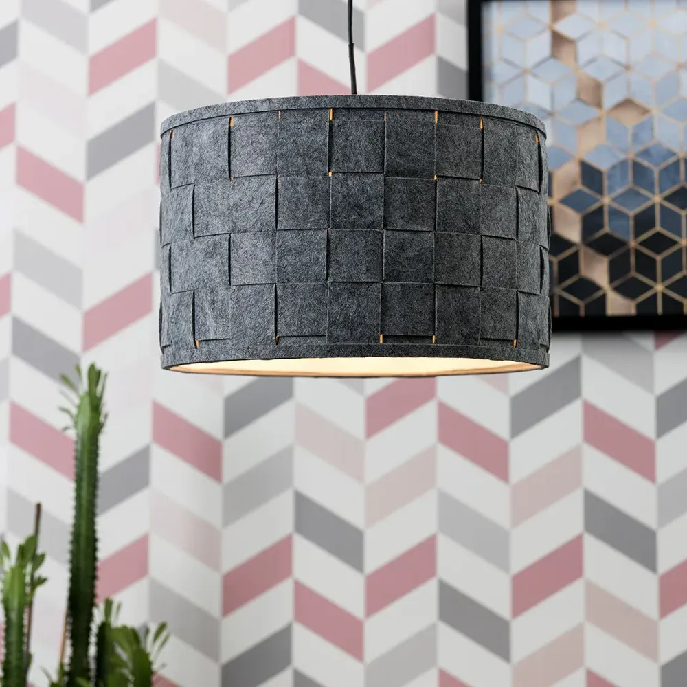 Monza Large Lamp Shade - Grey, Felt Weave