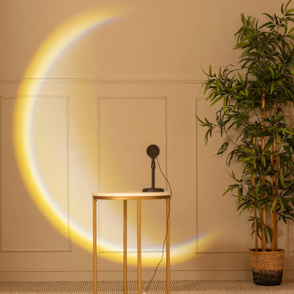 Moonlight Crescent Projector Table Lamp - Black