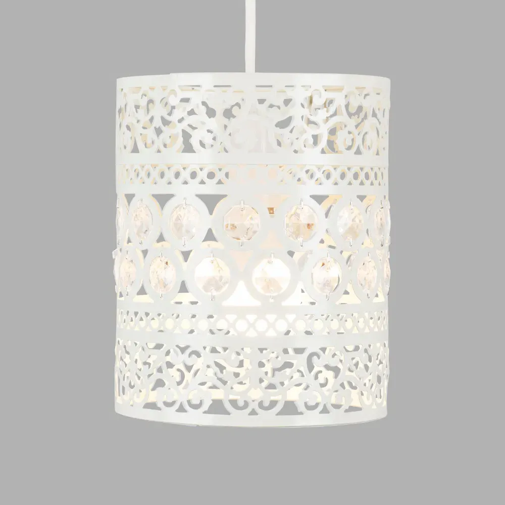 Moroccan Ornate Pendant Lamp Shade - White