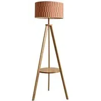 Morrigan Tripod Floor Lamp with Shelf - Orange, Bamboo