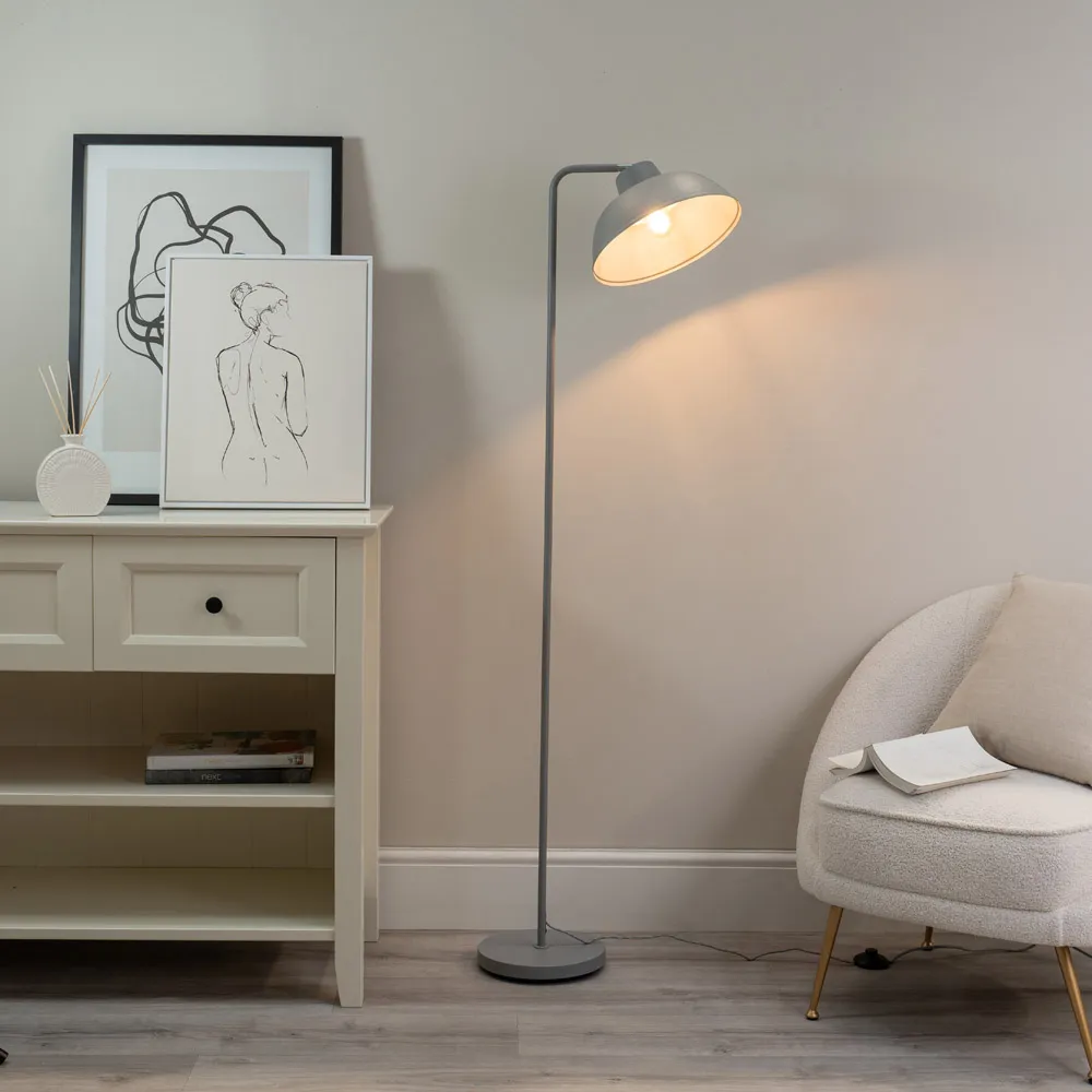 Morris Dome Floor Lamp - Stone Grey, Metal