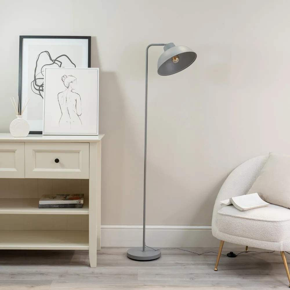 Morris Dome Floor Lamp - Stone Grey, Metal