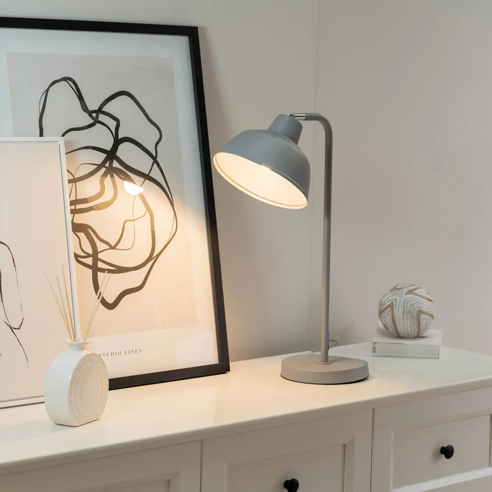 Morris Dome Table Lamp - Stone Grey, Metal