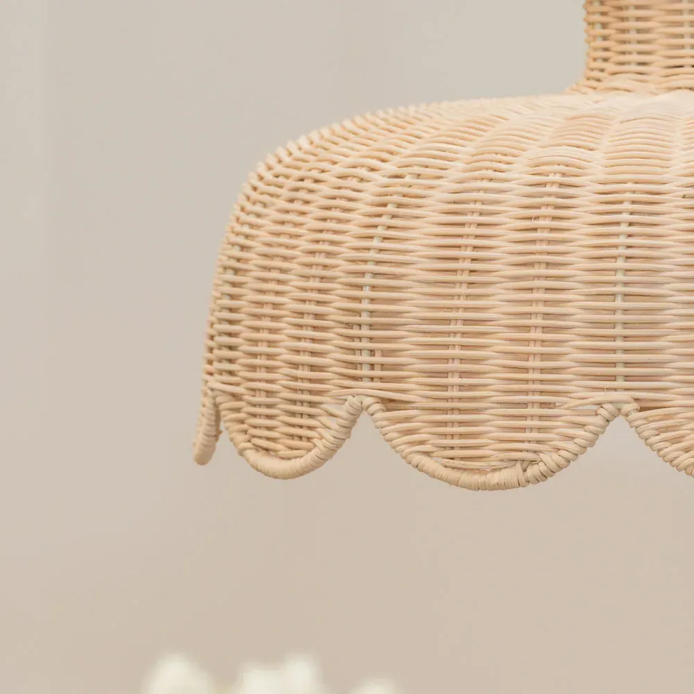 Naveah Scallop Ceiling Pendant Lamp Shade - Brown, Rattan