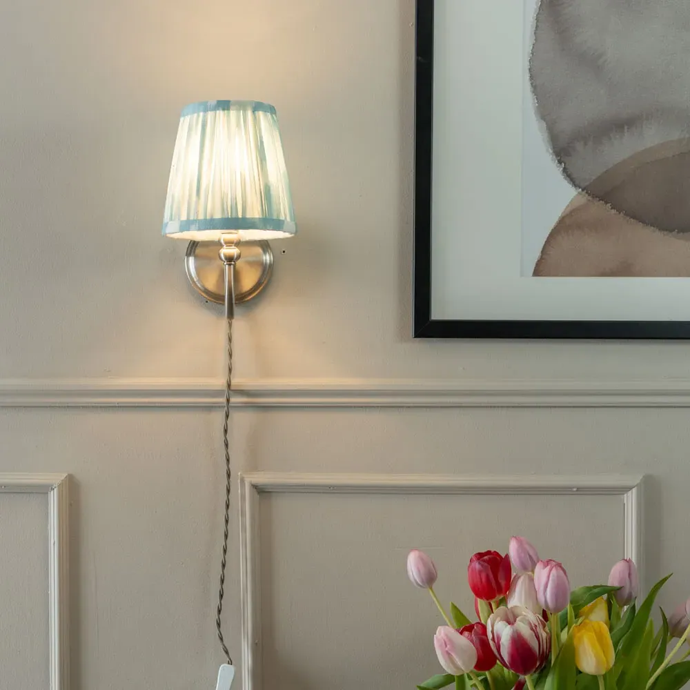 Neely Pleated Shade Plug-in LED Wall Light 2 Pack - Blue, Brass