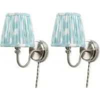 Neely Pleated Shade Plug-in LED Wall Light 2 Pack - Blue, Brass