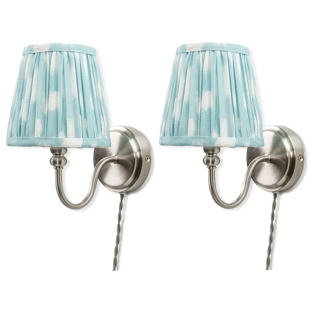 Neely Pleated Shade Plug-in LED Wall Light 2 Pack - Blue, Brass