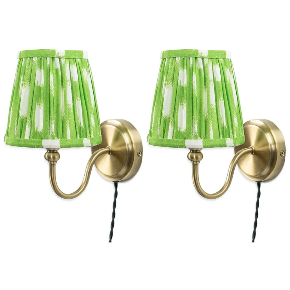 Neely Pleated Shade Plug-in LED Wall Light 2 Pack - Green, Brass
