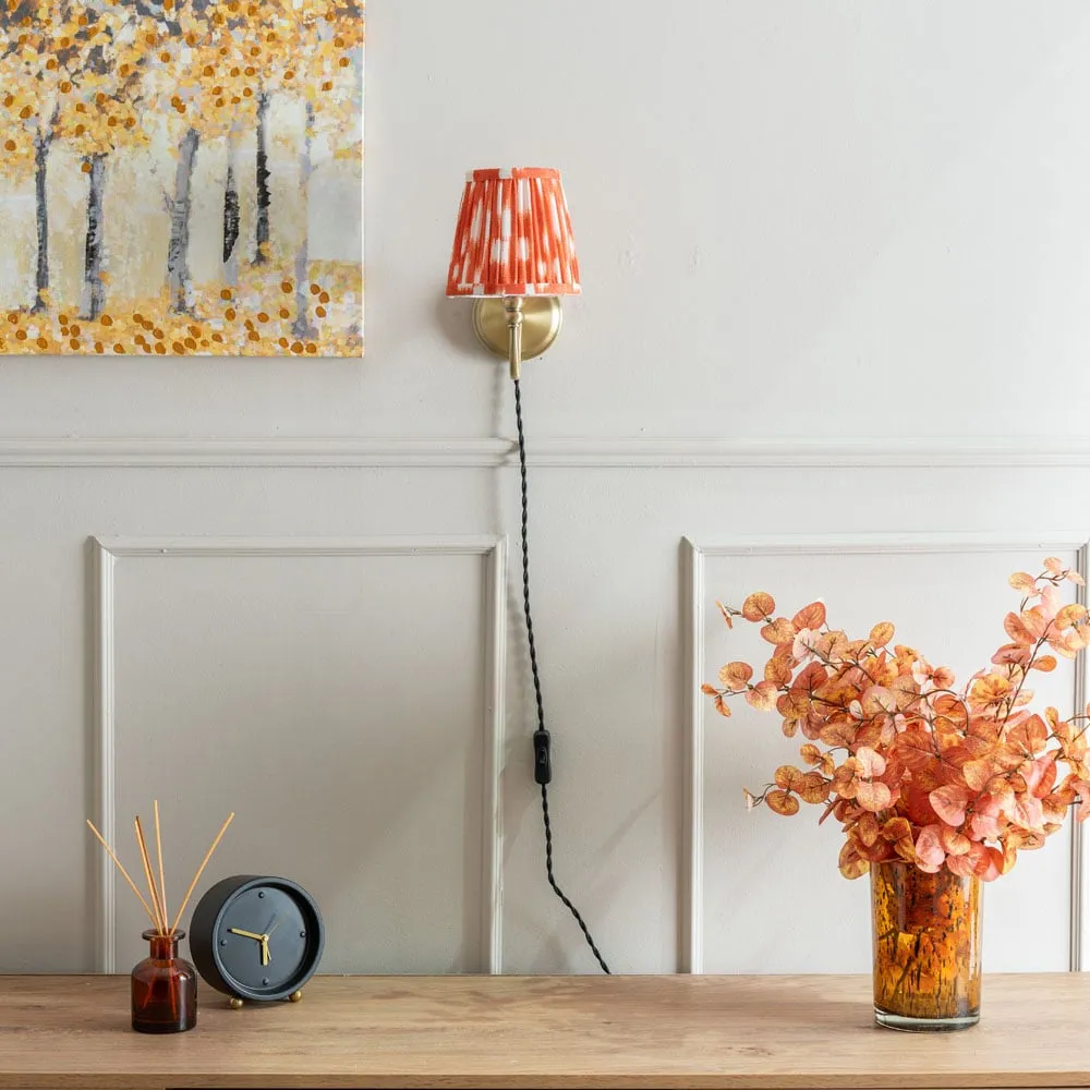 Neely Pleated Shade Plug-in LED Wall Light 2 Pack - Orange, Brass