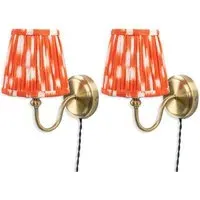 Neely Pleated Shade Plug-in LED Wall Light 2 Pack - Orange, Brass