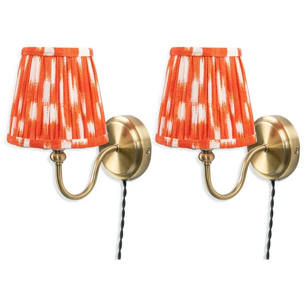 Neely Pleated Shade Plug-in LED Wall Light 2 Pack - Orange, Brass
