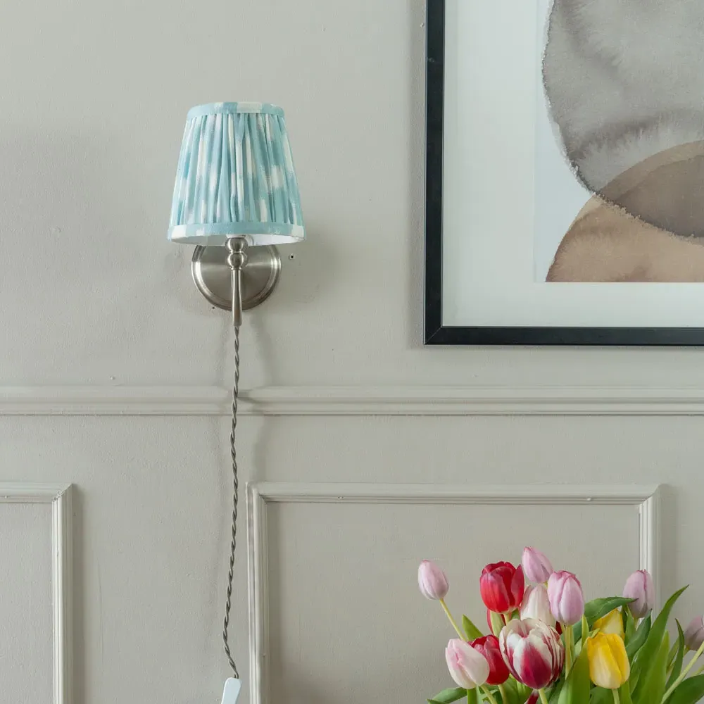 Neely Pleated Shade Plug-in LED Wall Light - Blue, Chrome