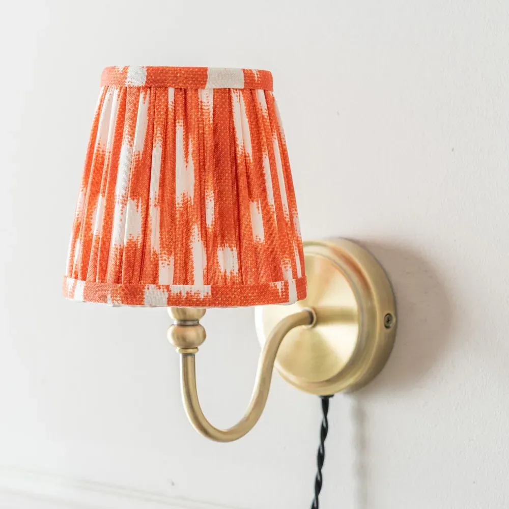 Neely Pleated Shade Plug-in LED Wall Light - Orange, Brass