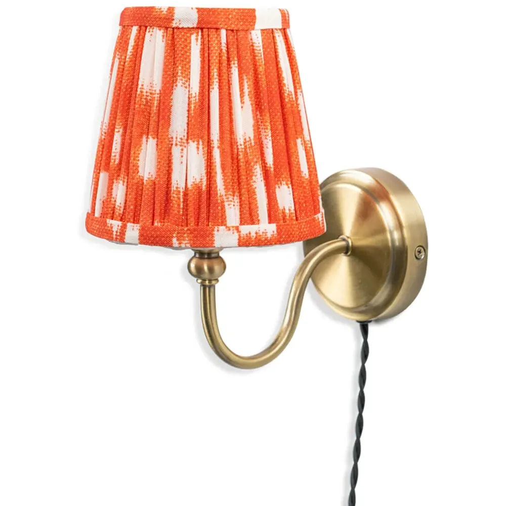 Neely Pleated Shade Plug-in LED Wall Light - Orange, Brass
