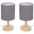 Nelly 2 Pack LED Bedside Table Lamp - Grey, Wood