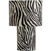 Nessa Zebra Pattern Table Lamp with Bulb - White, Velvet