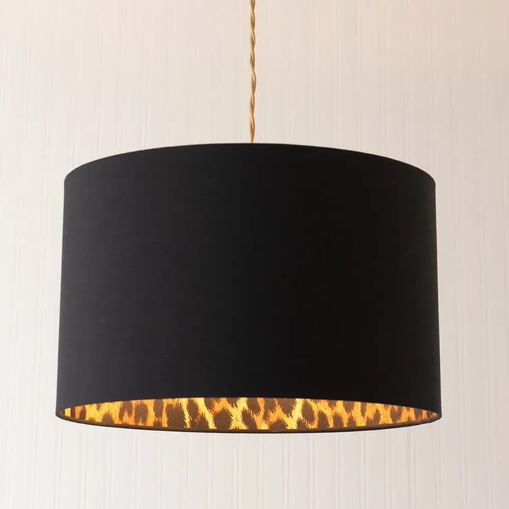 Oasis Large Drum Ceiling Lamp Shade - Black, Fabric