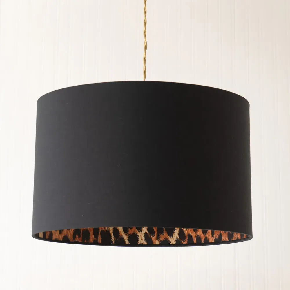Oasis Large Drum Ceiling Lamp Shade - Black, Fabric