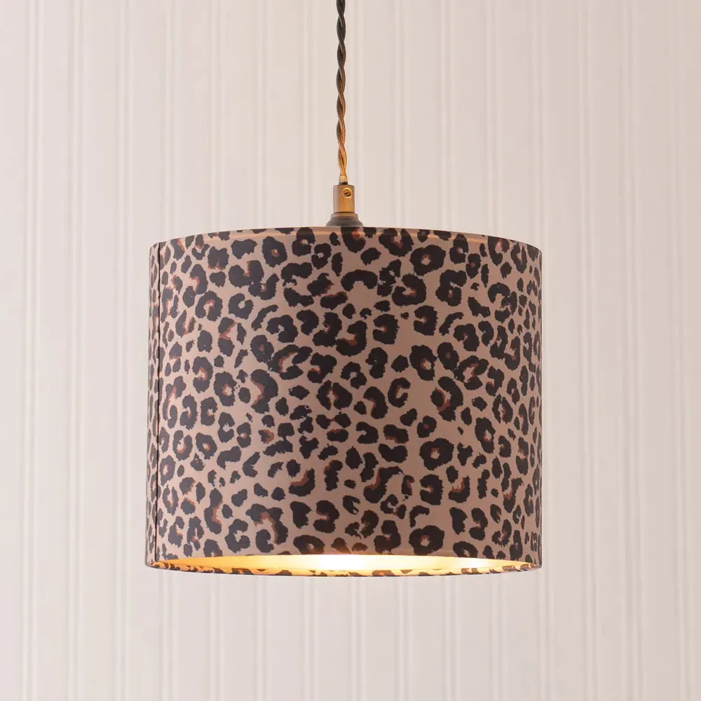 Oasis Leopard Print Drum Ceiling Lamp Shade - Multi, Fabric
