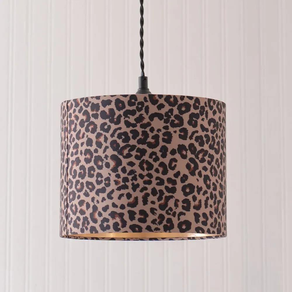 Oasis Leopard Print Drum Ceiling Lamp Shade - Multi, Fabric