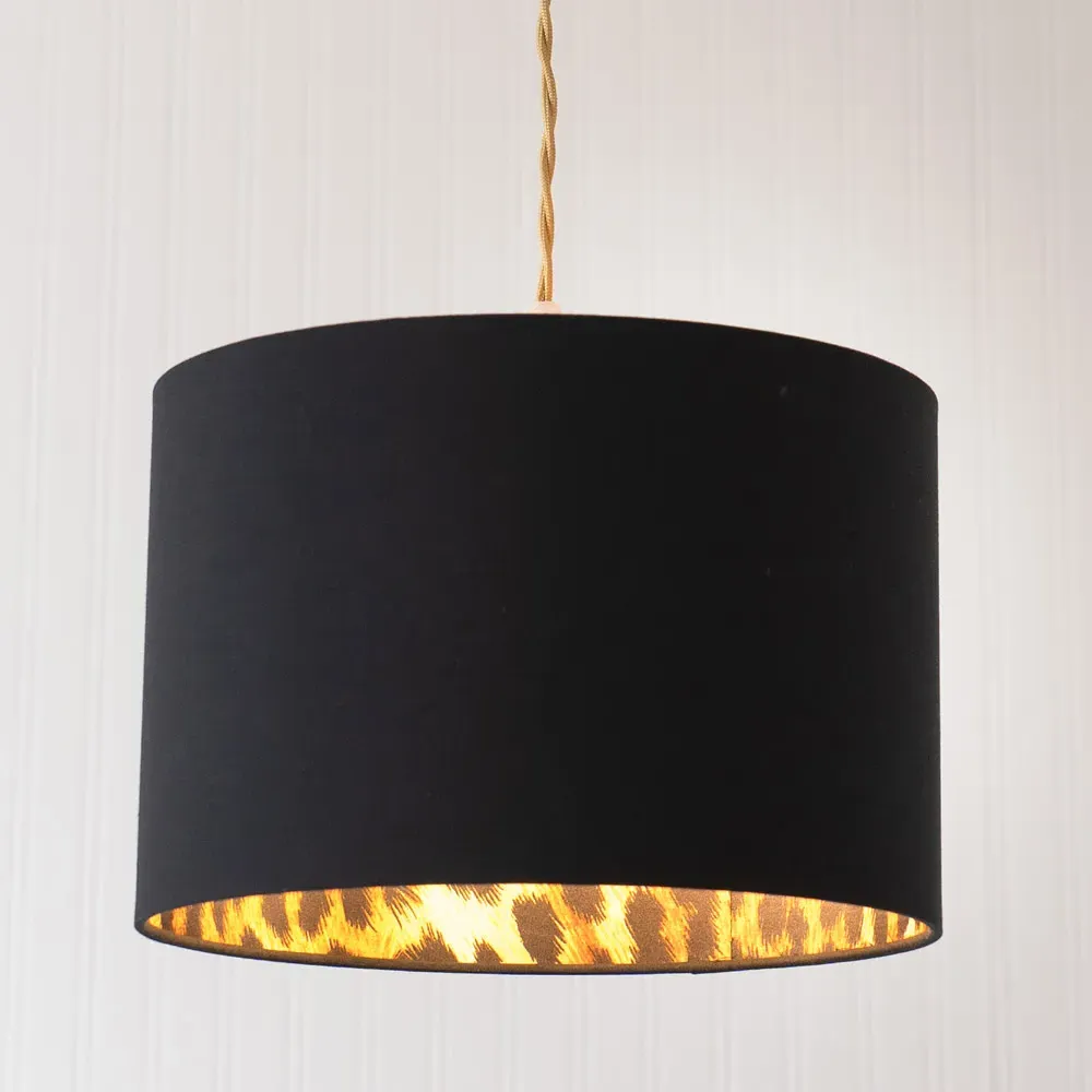 Oasis Small Drum Ceiling Lamp Shade - Black, Fabric