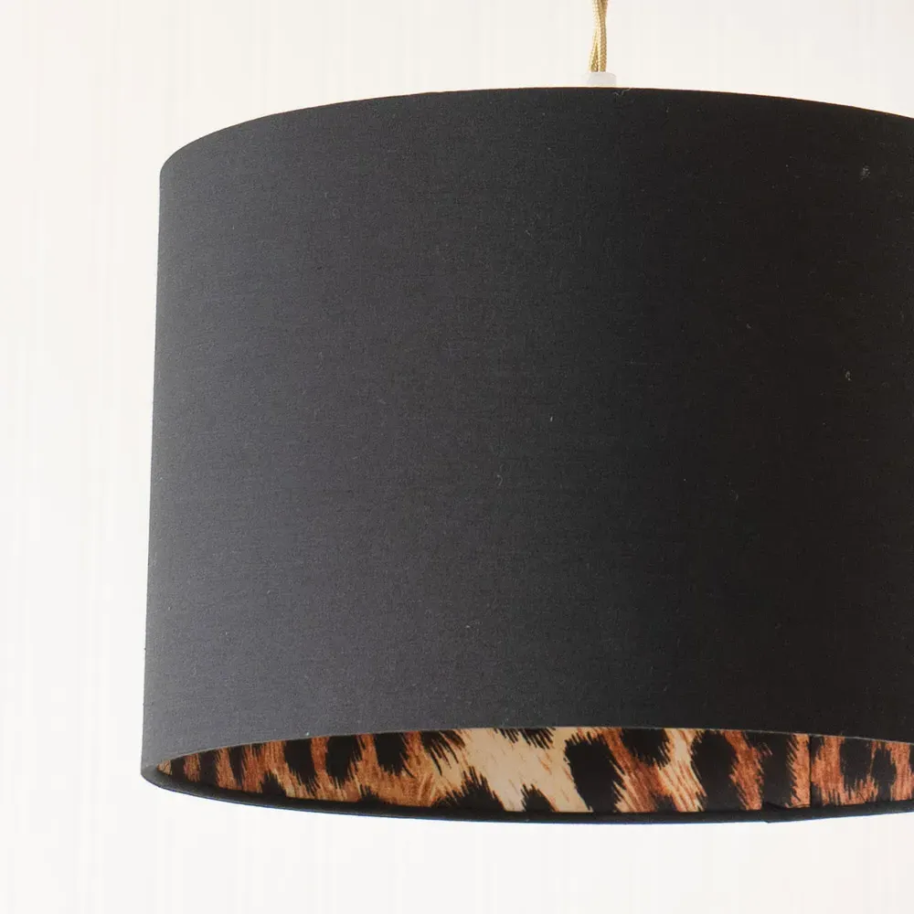 Oasis Small Drum Ceiling Lamp Shade - Black, Fabric