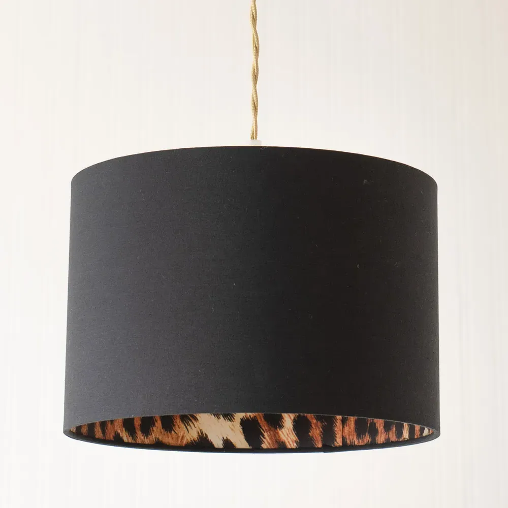 Oasis Small Drum Ceiling Lamp Shade - Black, Fabric