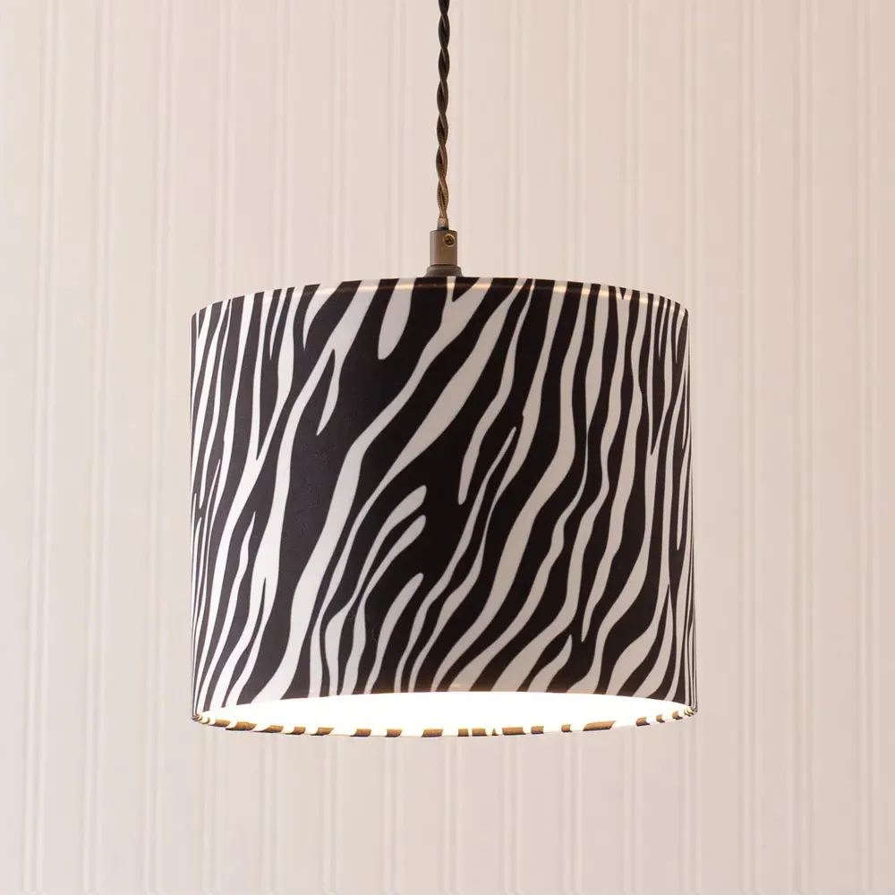 Oasis Zebra Print Drum Ceiling Lamp Shade - Multi, Fabric