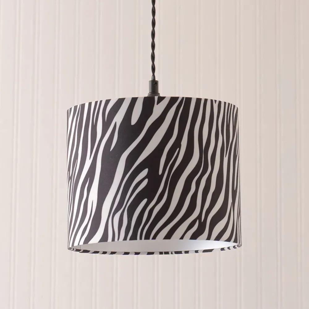 Oasis Zebra Print Drum Ceiling Lamp Shade - Multi, Fabric