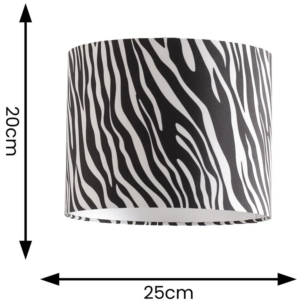 Oasis Zebra Print Drum Ceiling Lamp Shade - Multi, Fabric