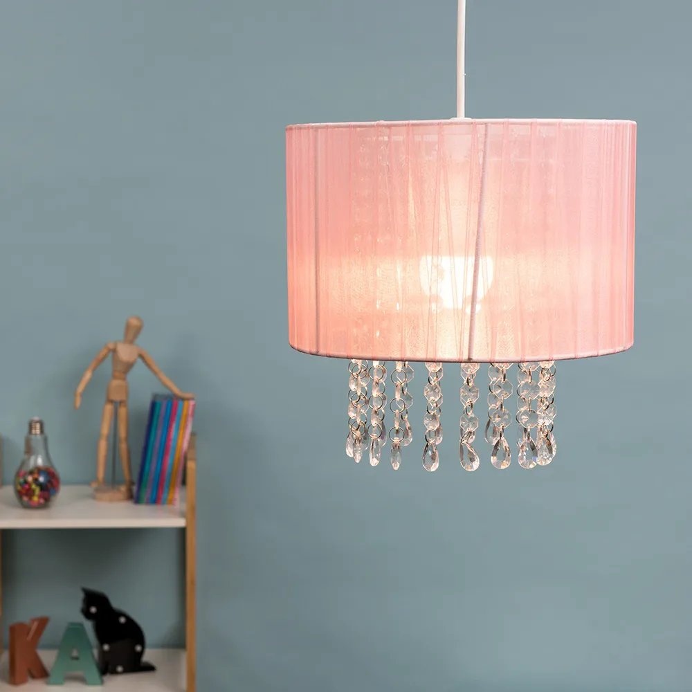 Oba Ceiling Pendant Lamp Shade with Droplets - Pink