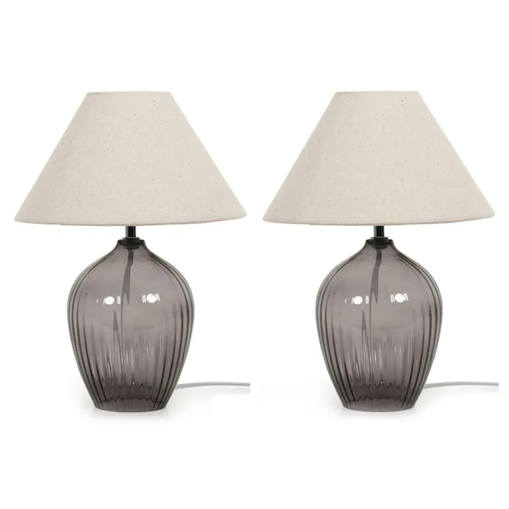 Olivet Taper LED Table Lamp 2 Pack - Grey, Glass