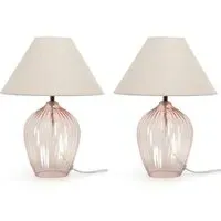 Olivet Taper LED Table Lamp 2 Pack - Pink, Glass