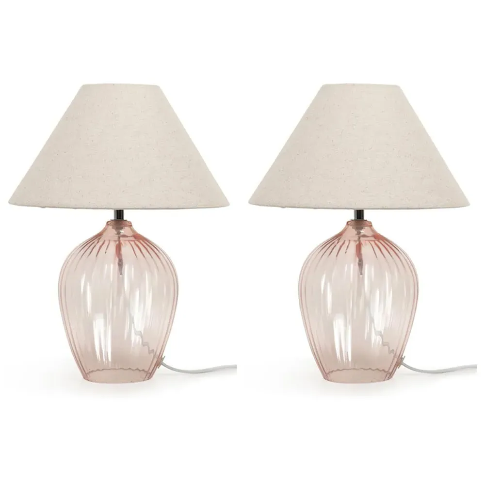 Olivet Taper LED Table Lamp 2 Pack - Pink, Glass