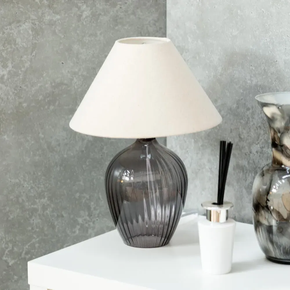 Olivet Taper Shade LED Table Lamp - Grey, Glass