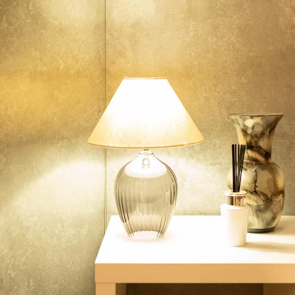 Olivet Taper Shade LED Table Lamp - Grey, Glass