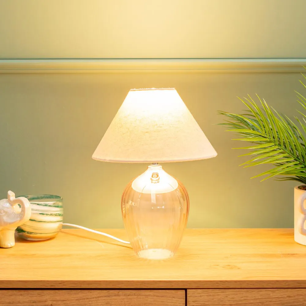 Olivet Taper Shade LED Table Lamp - Pink, Glass